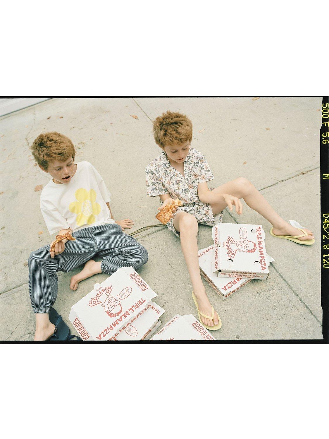 Product image 5 of 5, which shows The New Society Kids' Belmont Print Bermuda Shorts, Off White, 4 years