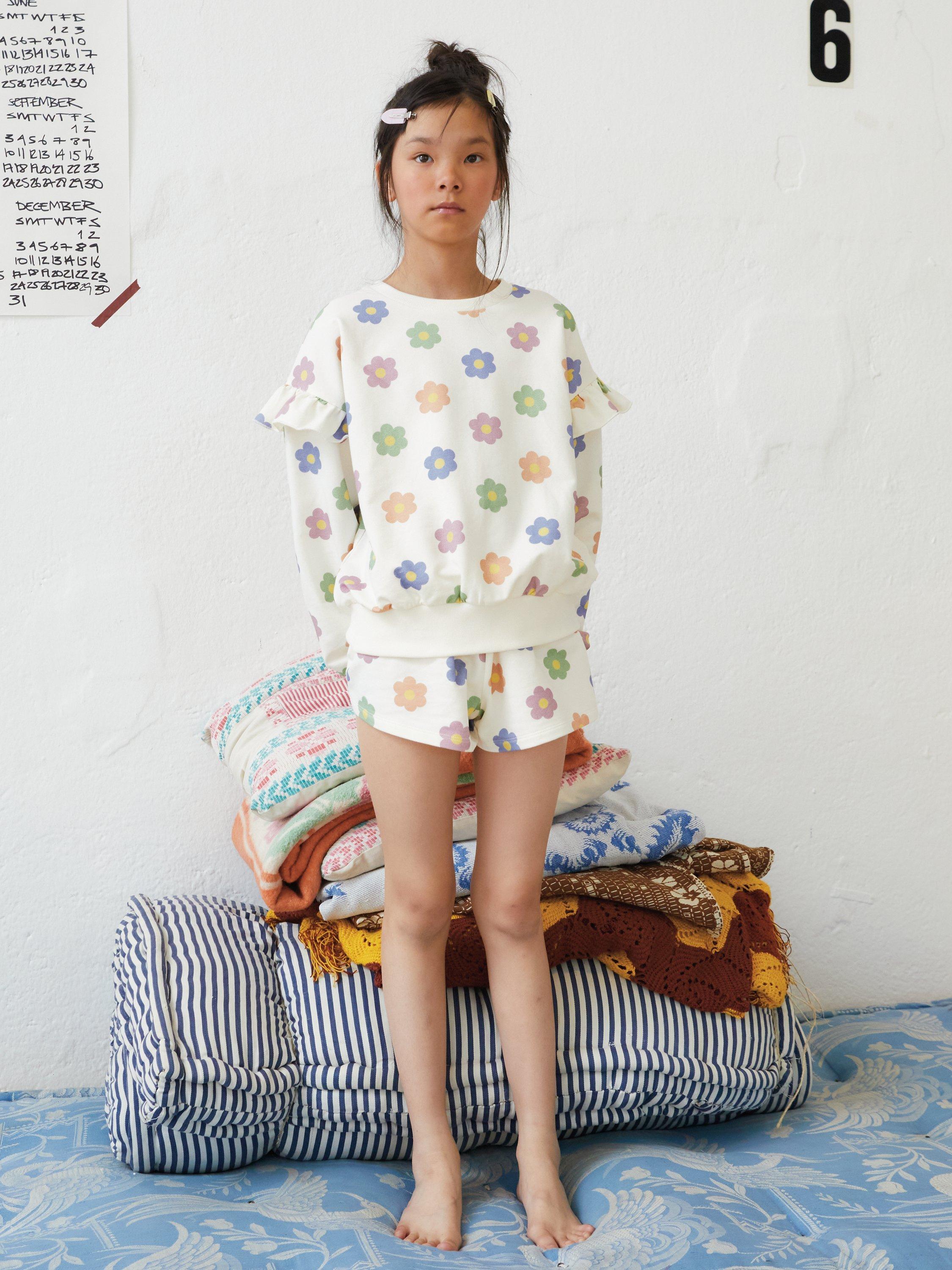 The New Society Kids' Rancho Daisy Print Sweatshirt, Off White/Multi