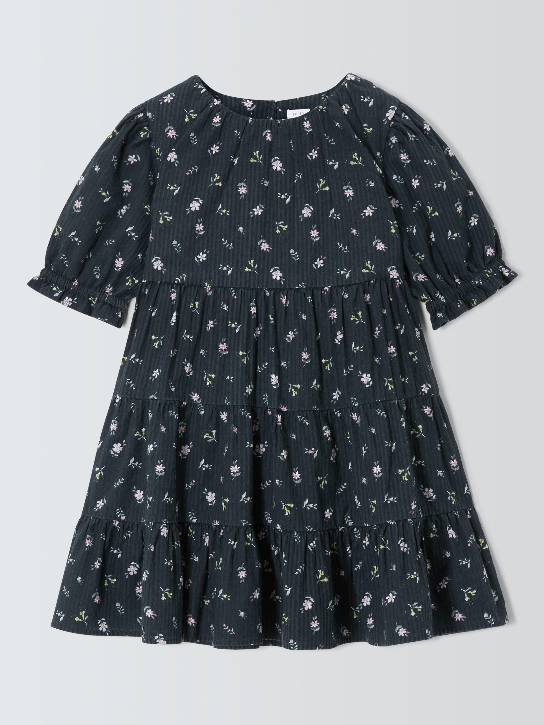 Product image 3 of 7, which shows John Lewis Kids' Seersucker Floral Dress, Blue Ink, 5 years