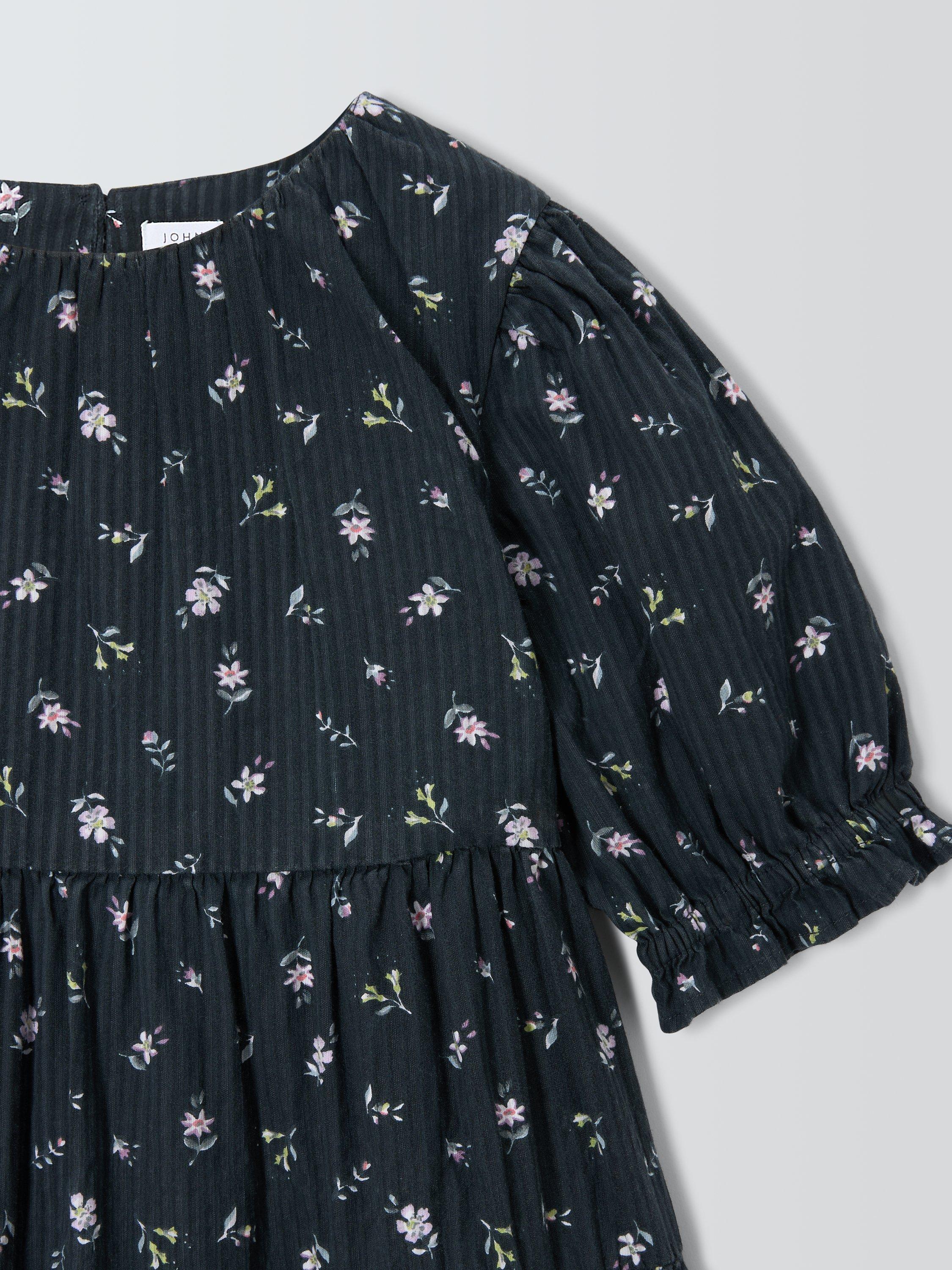 Product image 7 of 7, which shows John Lewis Kids' Seersucker Floral Dress, Blue Ink, 5 years