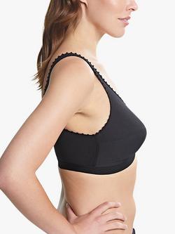 Royce Comfi Front Fastening Cotton Blend Non-Wired Bra, Black - view 2, Black
