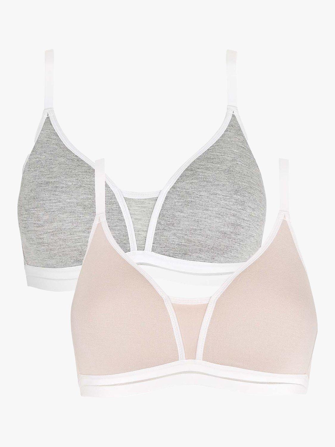 Product image 1 of 5, which shows Royce Posie Moulded T-Shirt Non-Wired Bras, Pack of 2, Blush/Grey, 32C