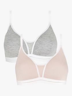 Royce Posie Moulded T-Shirt Non-Wired Bras, Pack of 2, Blush/Grey, Blush/Grey