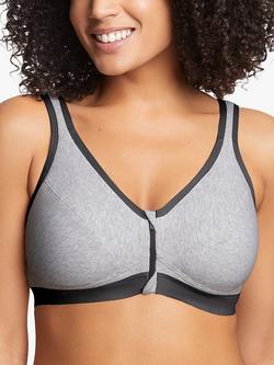 Royce Eden Front Fastening Cotton Blend Non-Wired Bra, Grey Marl, Grey Marl