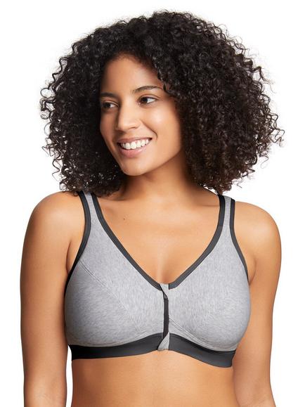 Royce Eden Front Fastening Cotton Blend Non-Wired Bra, Grey Marl, Grey Marl