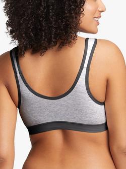 Royce Eden Front Fastening Cotton Blend Non-Wired Bra, Grey Marl - view 2, Grey Marl