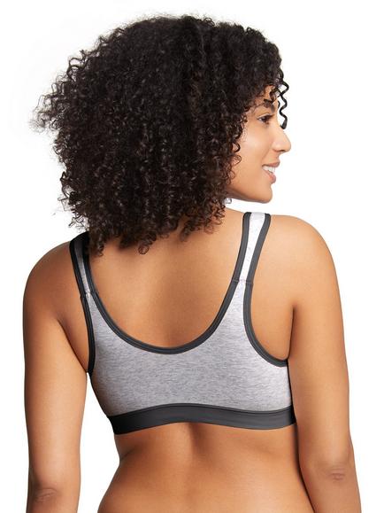 Royce Eden Front Fastening Cotton Blend Non-Wired Bra, Grey Marl - view 2, Grey Marl