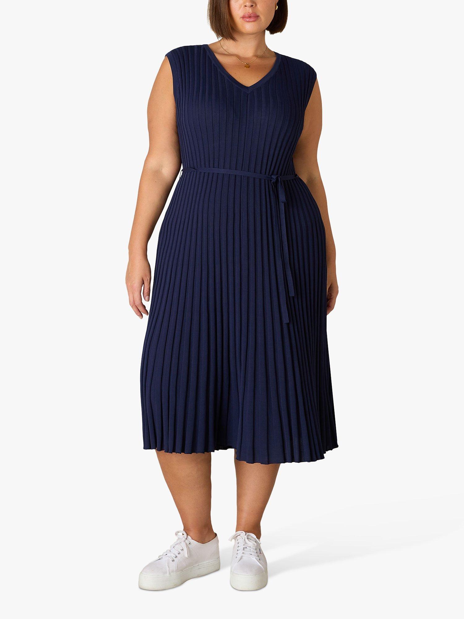 Product image 2 of 6, which shows Live Unlimited Curve Rib Knit Midi Dress, Blue, 14-16