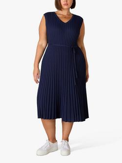 Live Unlimited Curve Rib Knit Midi Dress, Navy - view 2, Blue
