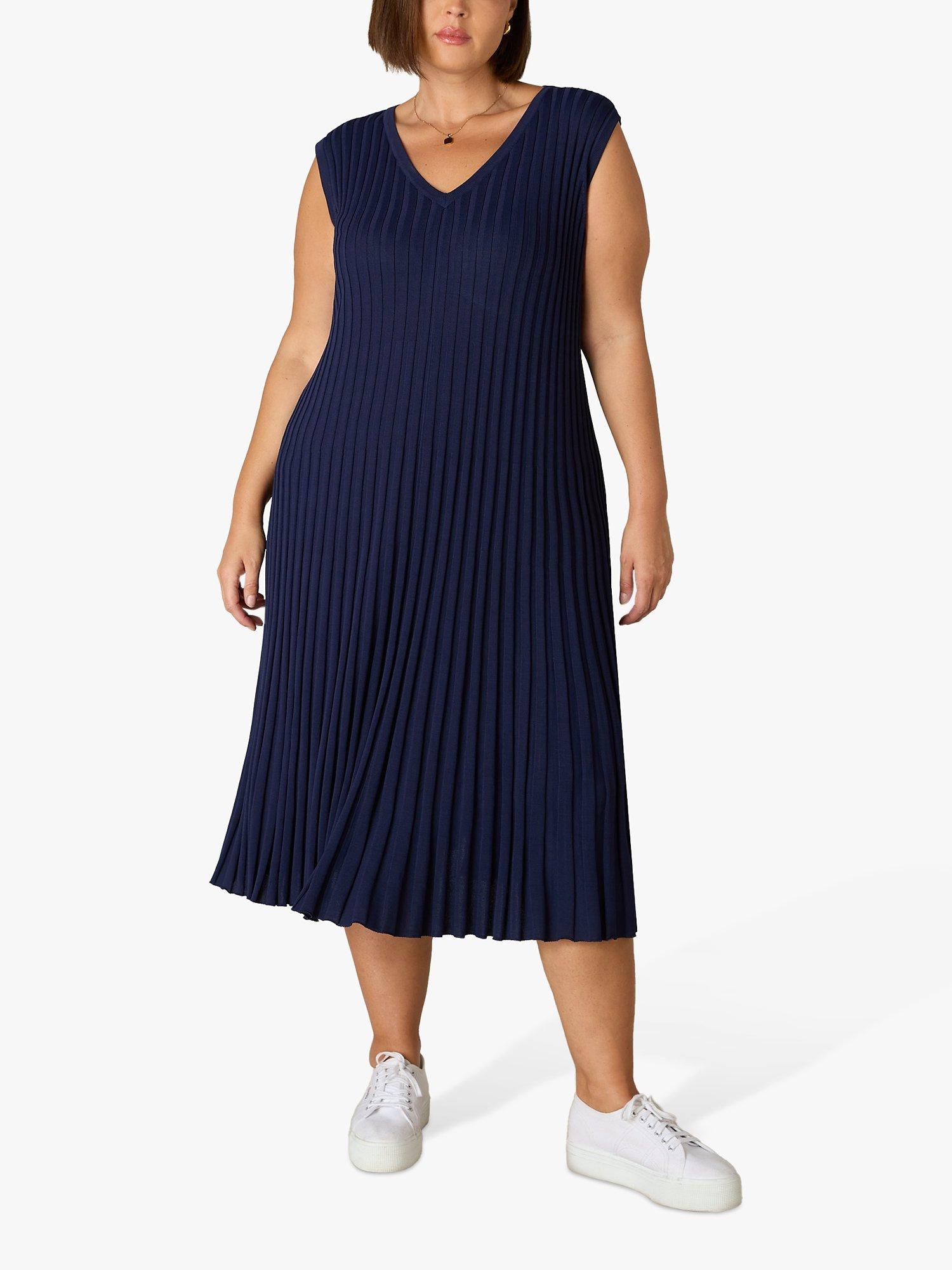 Product image 3 of 6, which shows Live Unlimited Curve Rib Knit Midi Dress, Blue, 14-16