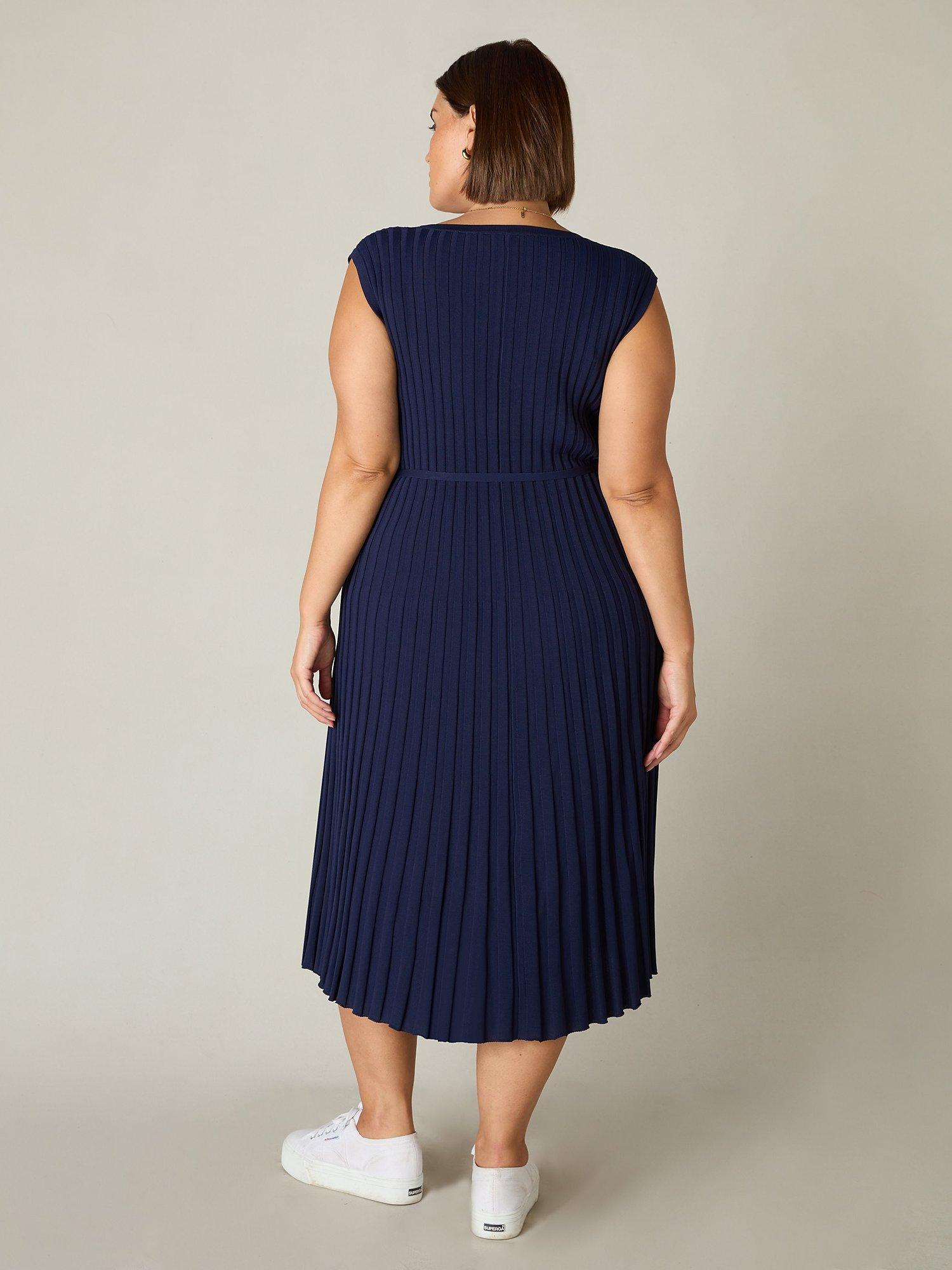 Product image 4 of 6, which shows Live Unlimited Curve Rib Knit Midi Dress, Blue, 14-16