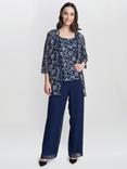 Gina Bacconi Nikki Three Piece Trouser Suit, Navy/Silver