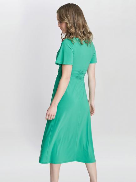 Gina Bacconi Frieda Midi Jersey Dress, Orange - view 2, Jade