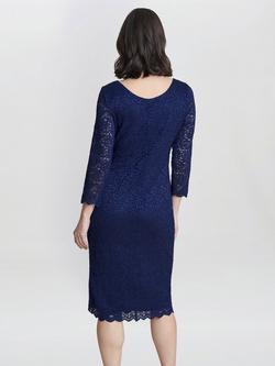 Gina Bacconi Melody Lace Wrap Dress, Turquoise - view 2, Navy