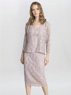 Gina Bacconi Kayla Lace Jacket And Midi Dress, Blush, Blush