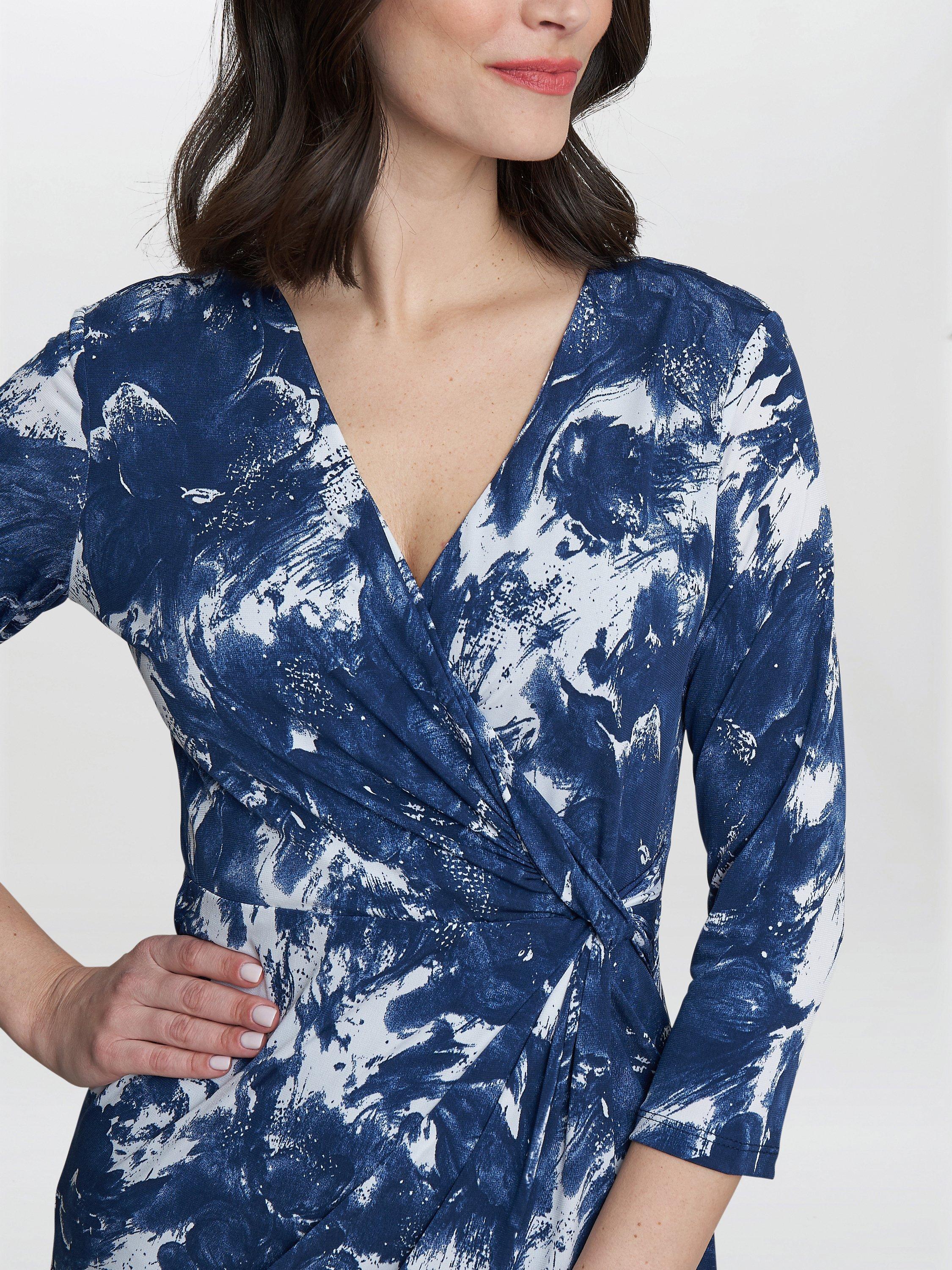Product image 5 of 5, which shows Gina Bacconi Bonnie Jersey Wrap Dress, Navy/White, 10