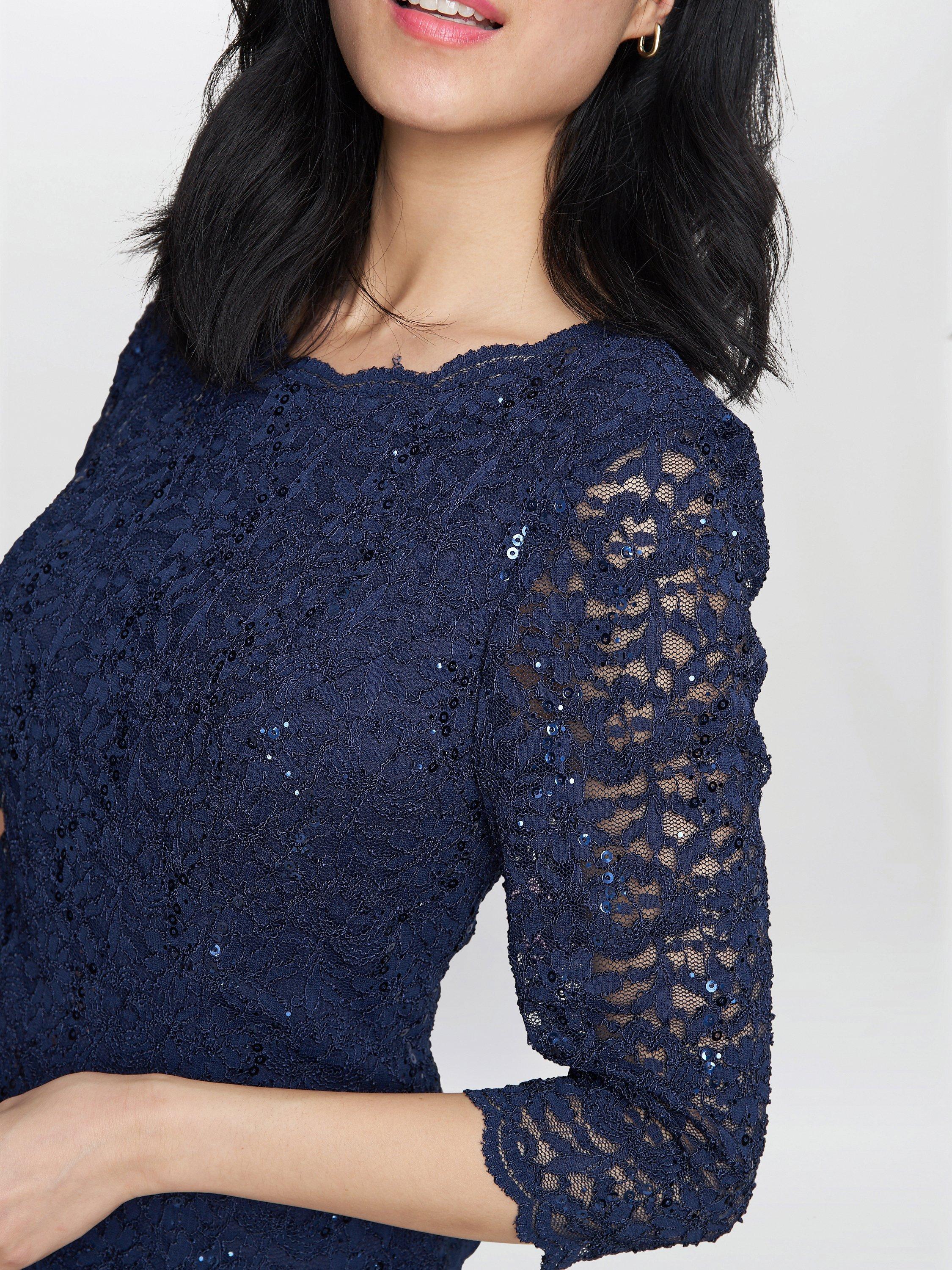 Product image 5 of 6, which shows Gina Bacconi Virginia Maxi Dress, Navy, 16