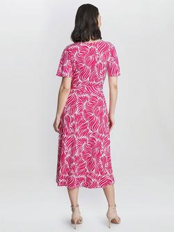 Gina Bacconi Lacey Fit And Flare Dress, Dark Pink/White - view 2, Dark Pink/White