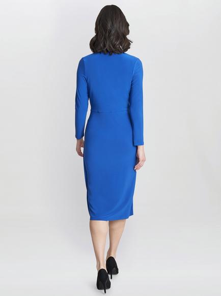 Gina Bacconi Gloria Jersey Wrap Effect Dress, Cobalt - view 2, Cobalt