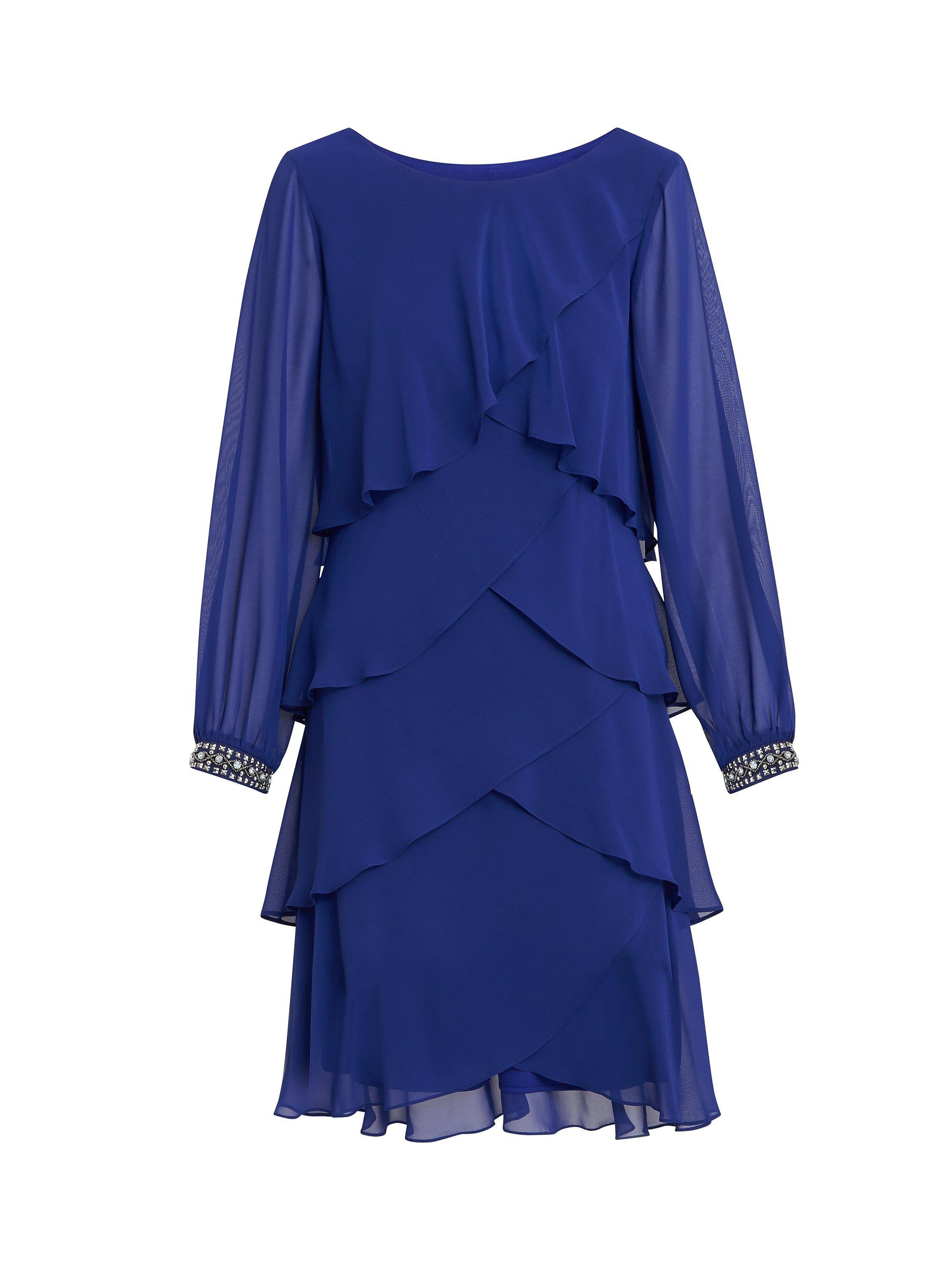 Product image 4 of 5, which shows Gina Bacconi Sakura Tiered Rhinestone Cuff Dress, Iris, 10