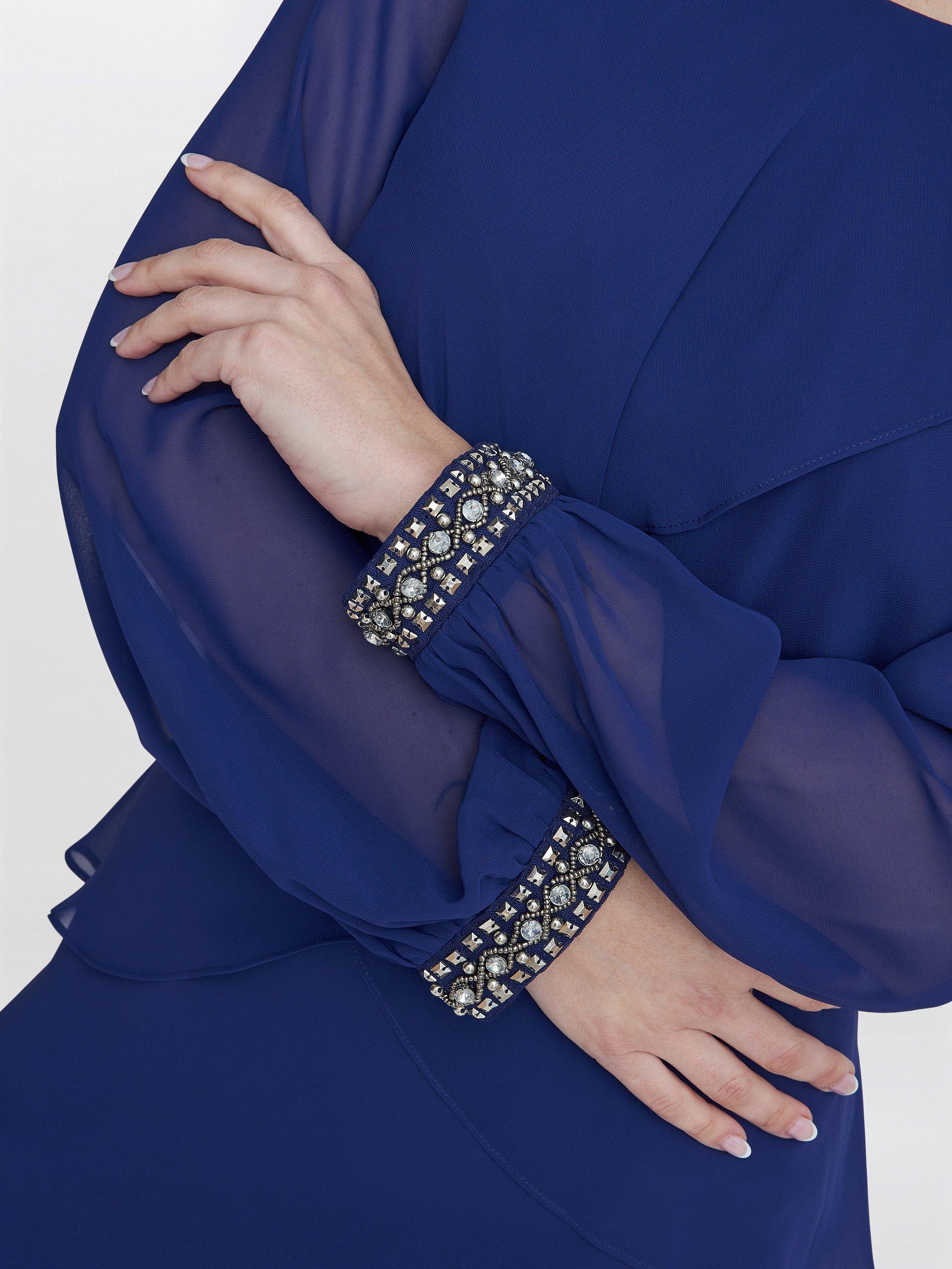Product image 5 of 5, which shows Gina Bacconi Sakura Tiered Rhinestone Cuff Dress, Iris, 10
