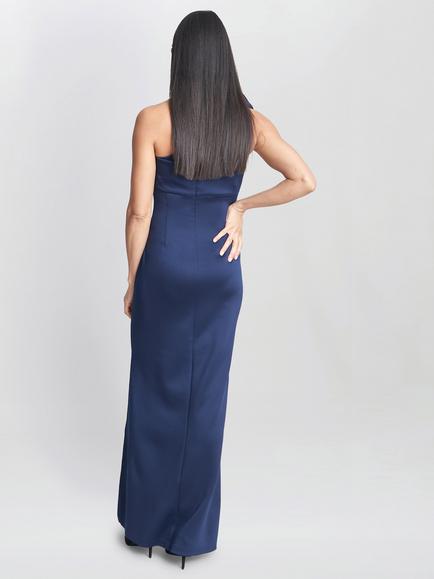 Gina Bacconi Agatha Flower Detail One Shoulder Maxi Dress - view 2, Navy