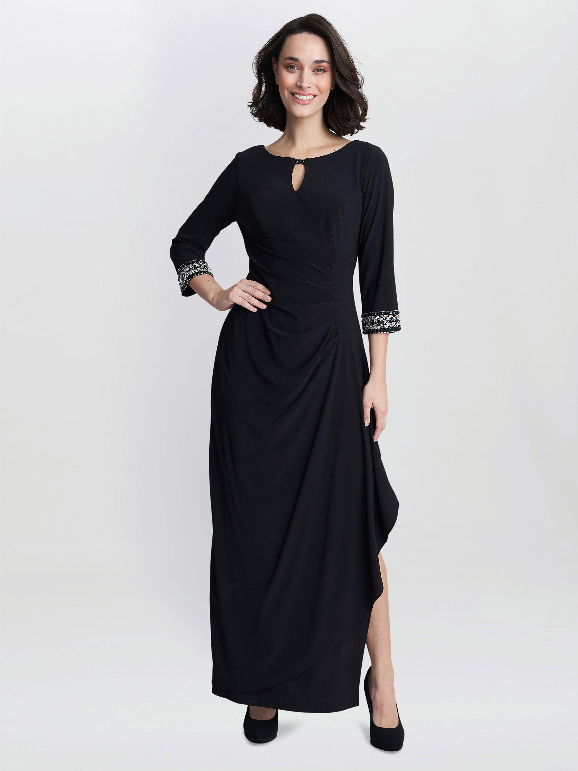 Gina Bacconi Jean Embellished A Line Maxi Dress Black