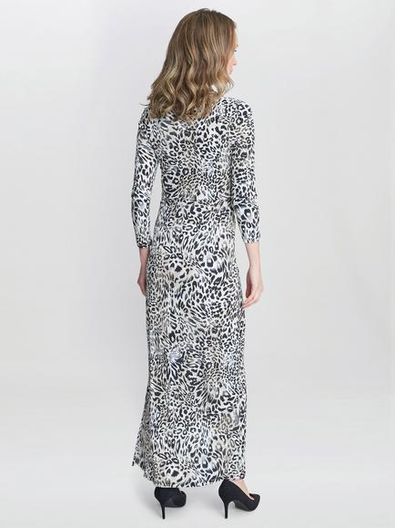 Gina Bacconi Keri Jersey Wrap Maxi Dress, Black/Beige - view 2, Black/Beige