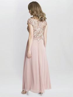 Gina Bacconi Shirley Sequin Bodice Maxi Dress, Rose Gold - view 2, Rose Gold