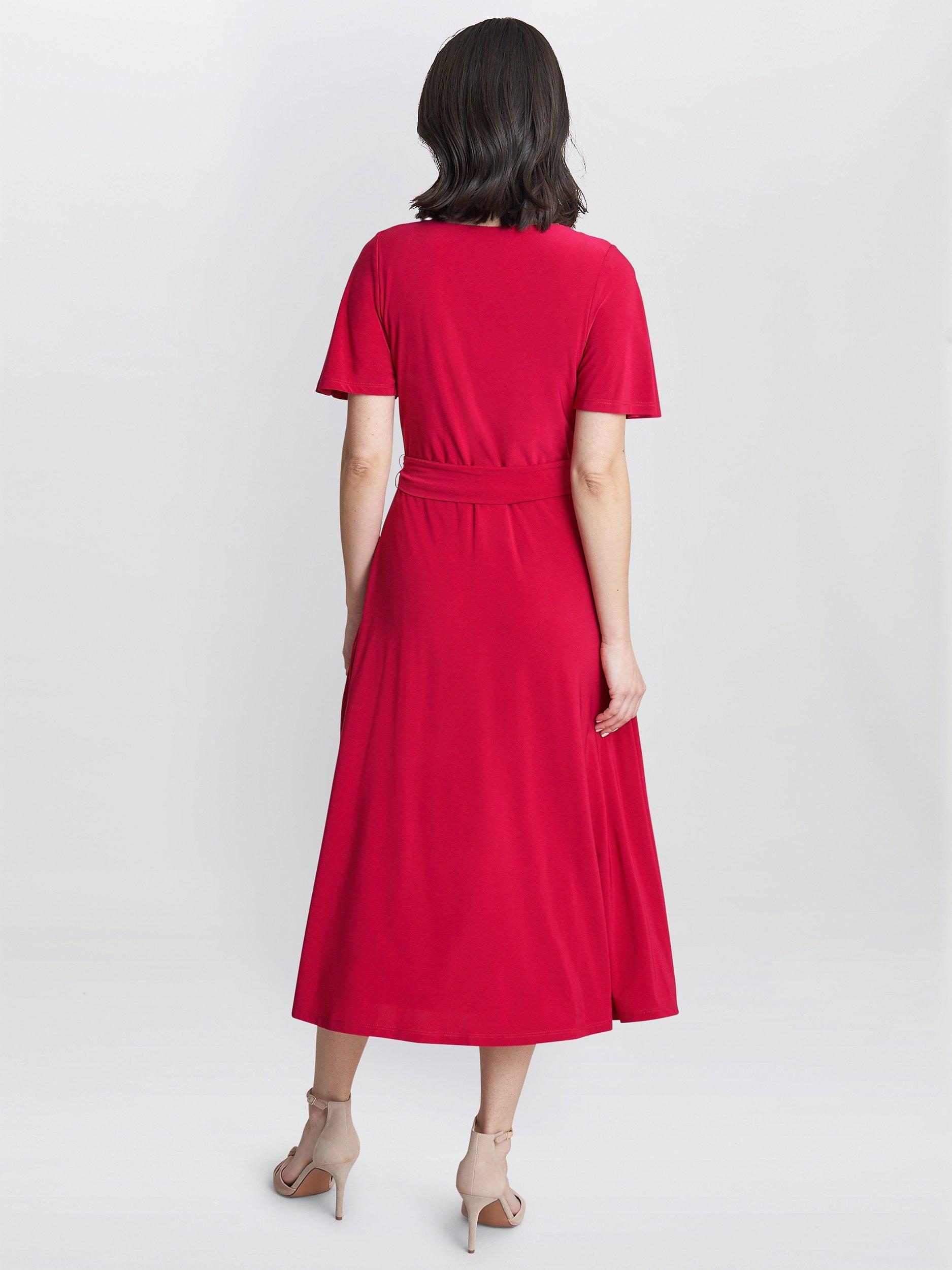 Product image 2 of 5, which shows Gina Bacconi Donna Wrap Effect Jersey Dress, Magenta, 10