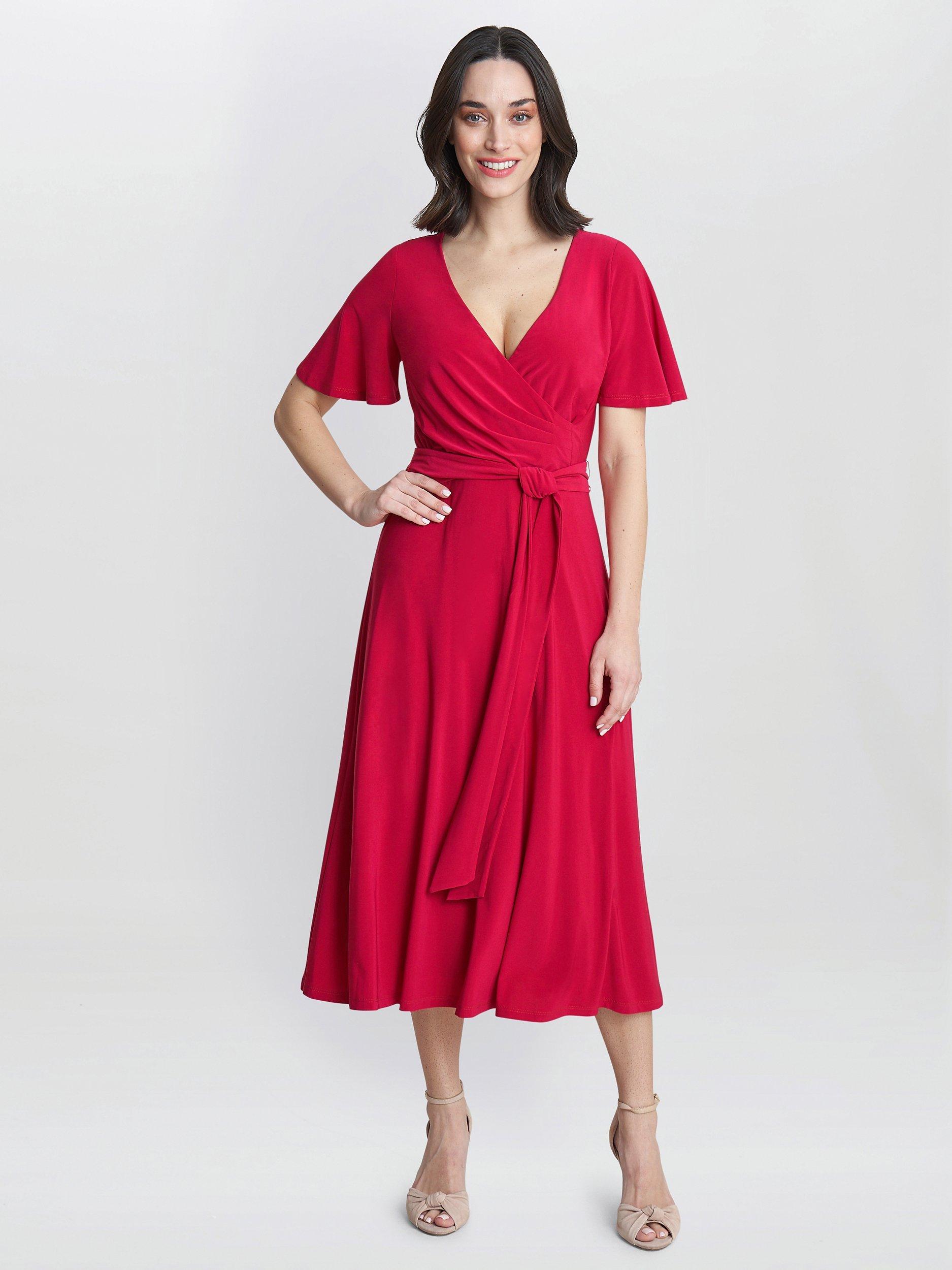 Product image 3 of 5, which shows Gina Bacconi Donna Wrap Effect Jersey Dress, Magenta, 10
