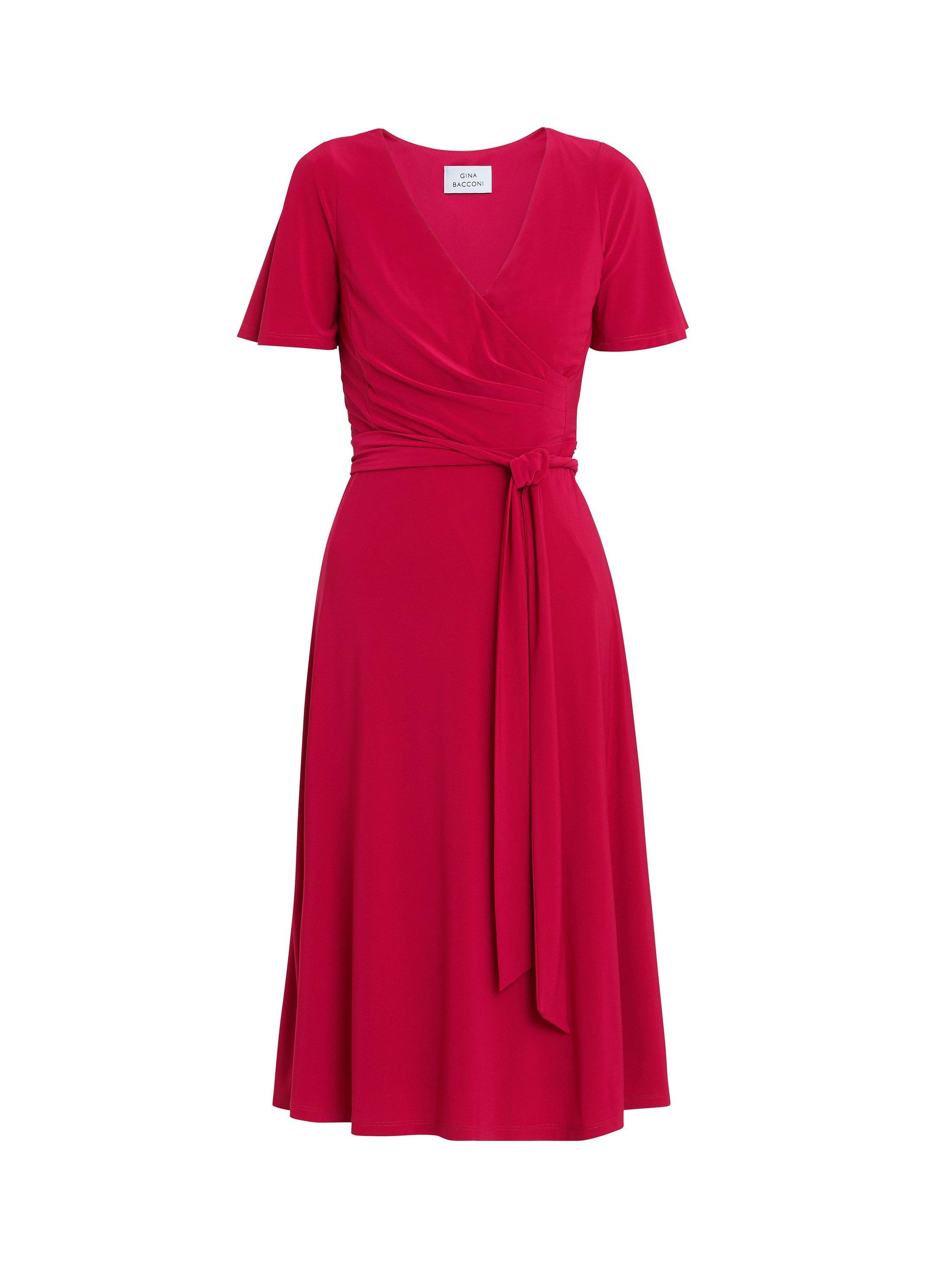 Product image 4 of 5, which shows Gina Bacconi Donna Wrap Effect Jersey Dress, Magenta, 10