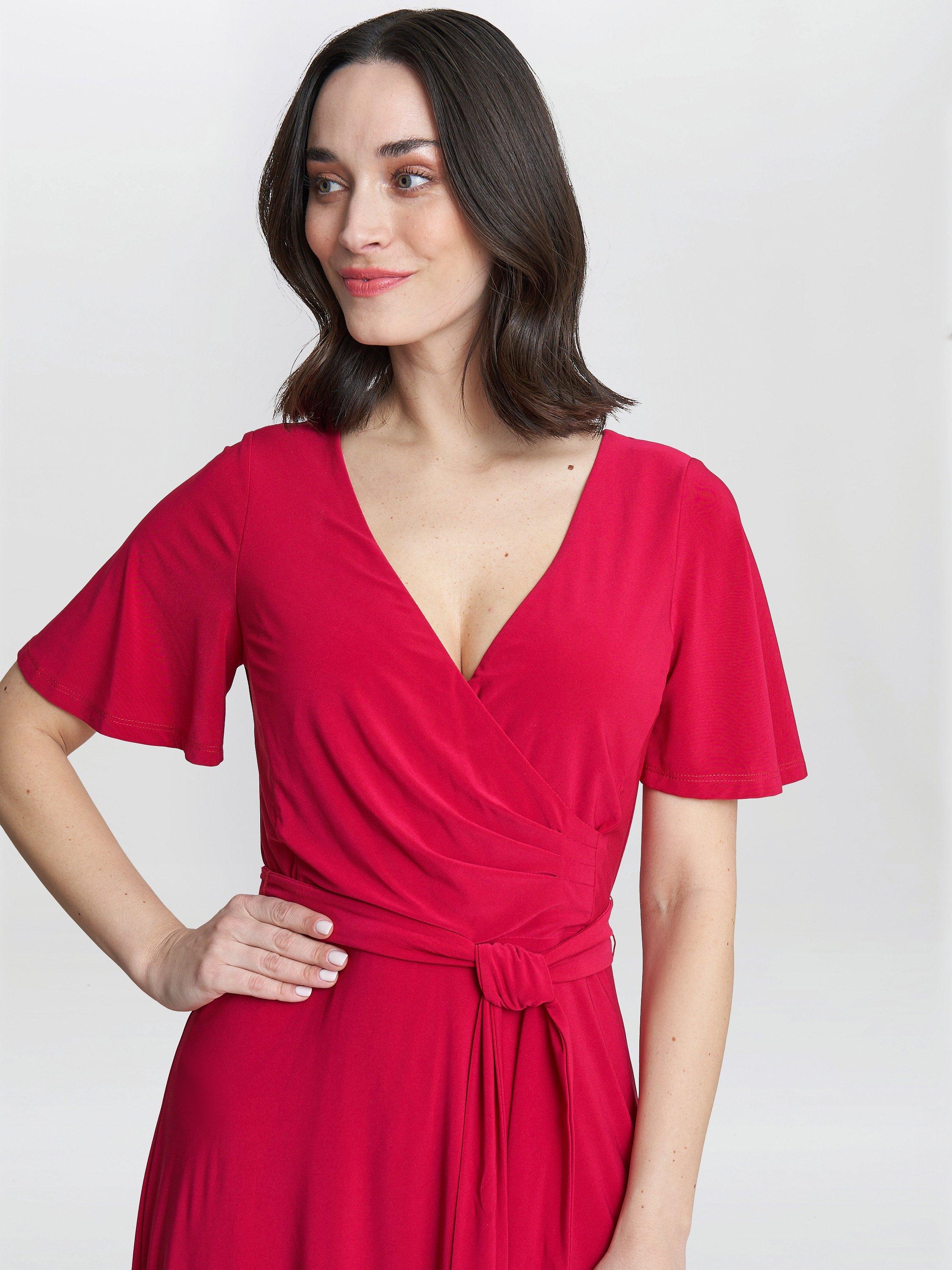 Product image 5 of 5, which shows Gina Bacconi Donna Wrap Effect Jersey Dress, Magenta, 10