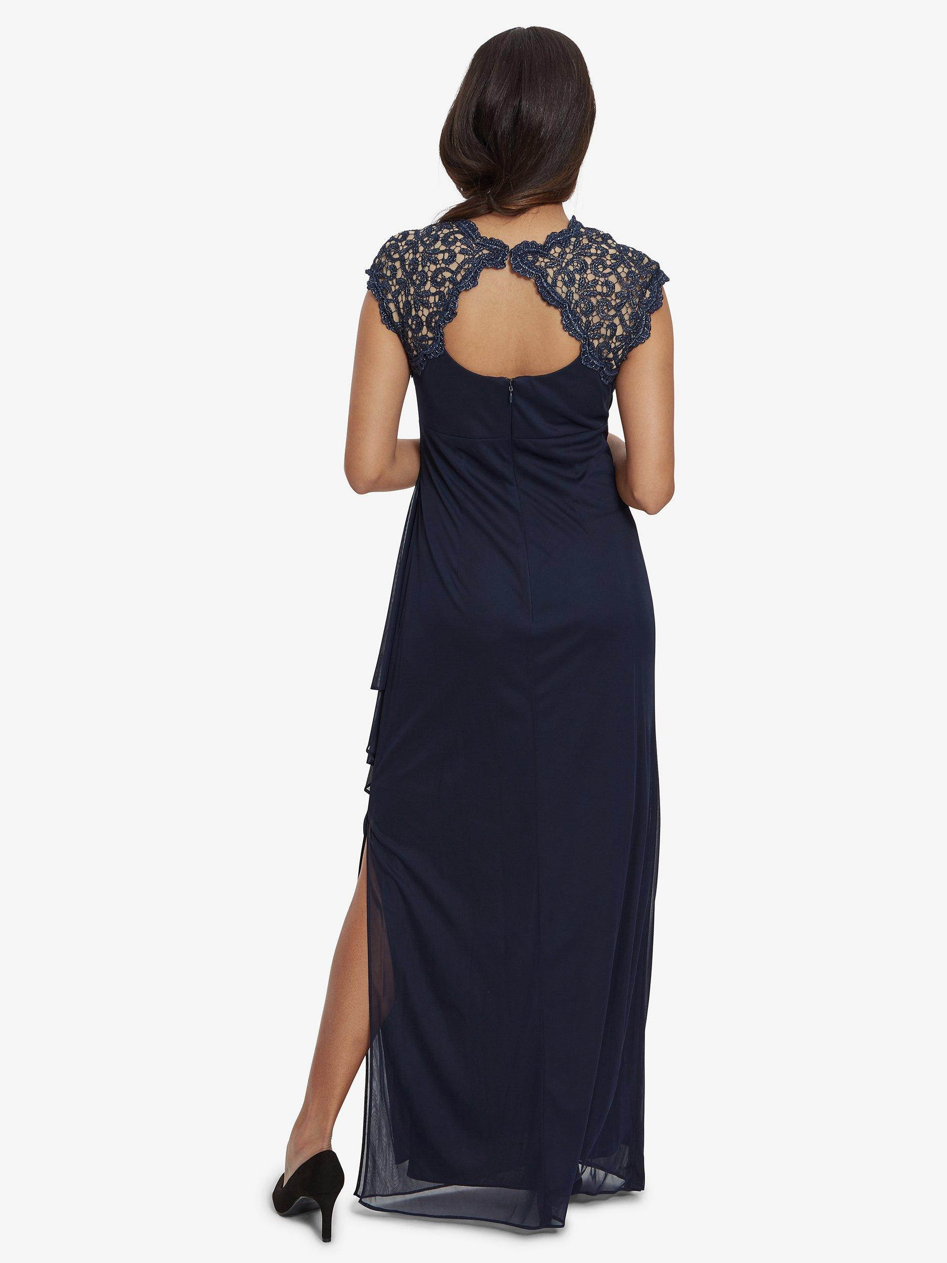 Product image 2 of 5, which shows Gina Bacconi Eleanor Maxi Mesh Dress, Navy, 16