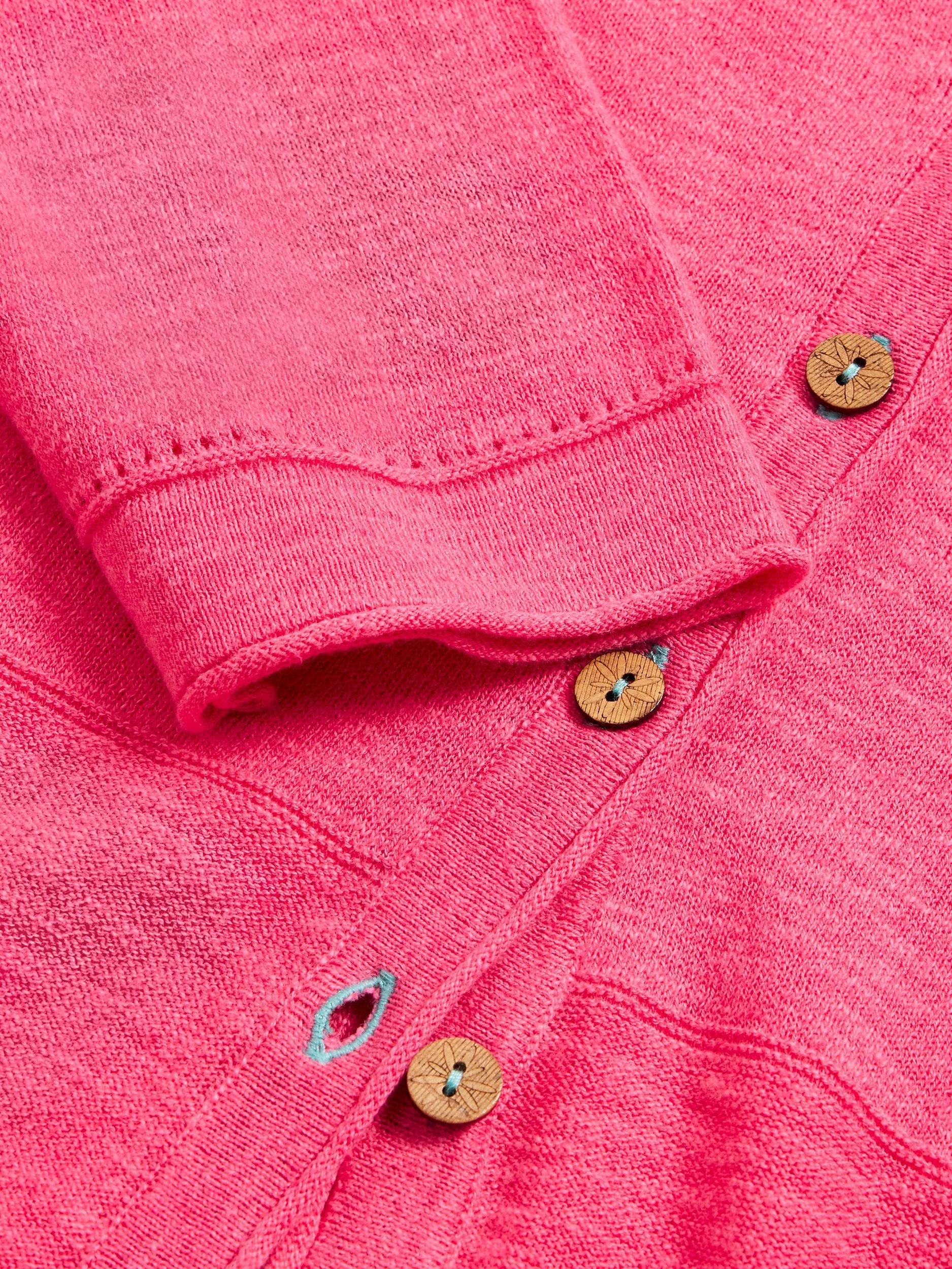 Product image 6 of 7, which shows White Stuff Naria Linen Blend Cardigan, Bright Pink, 6