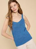 White Stuff Saxon V-Neck Vest Top, Mid Blue