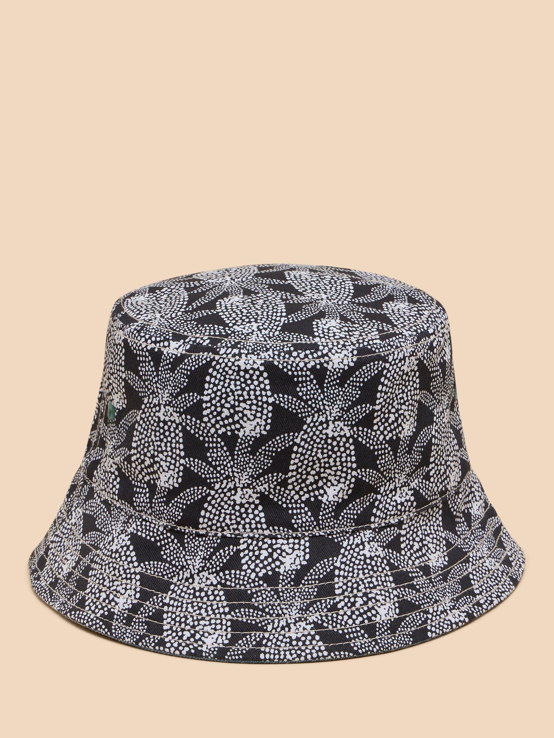White Stuff Reversible Bucket Hat, Black/Blue, One Size