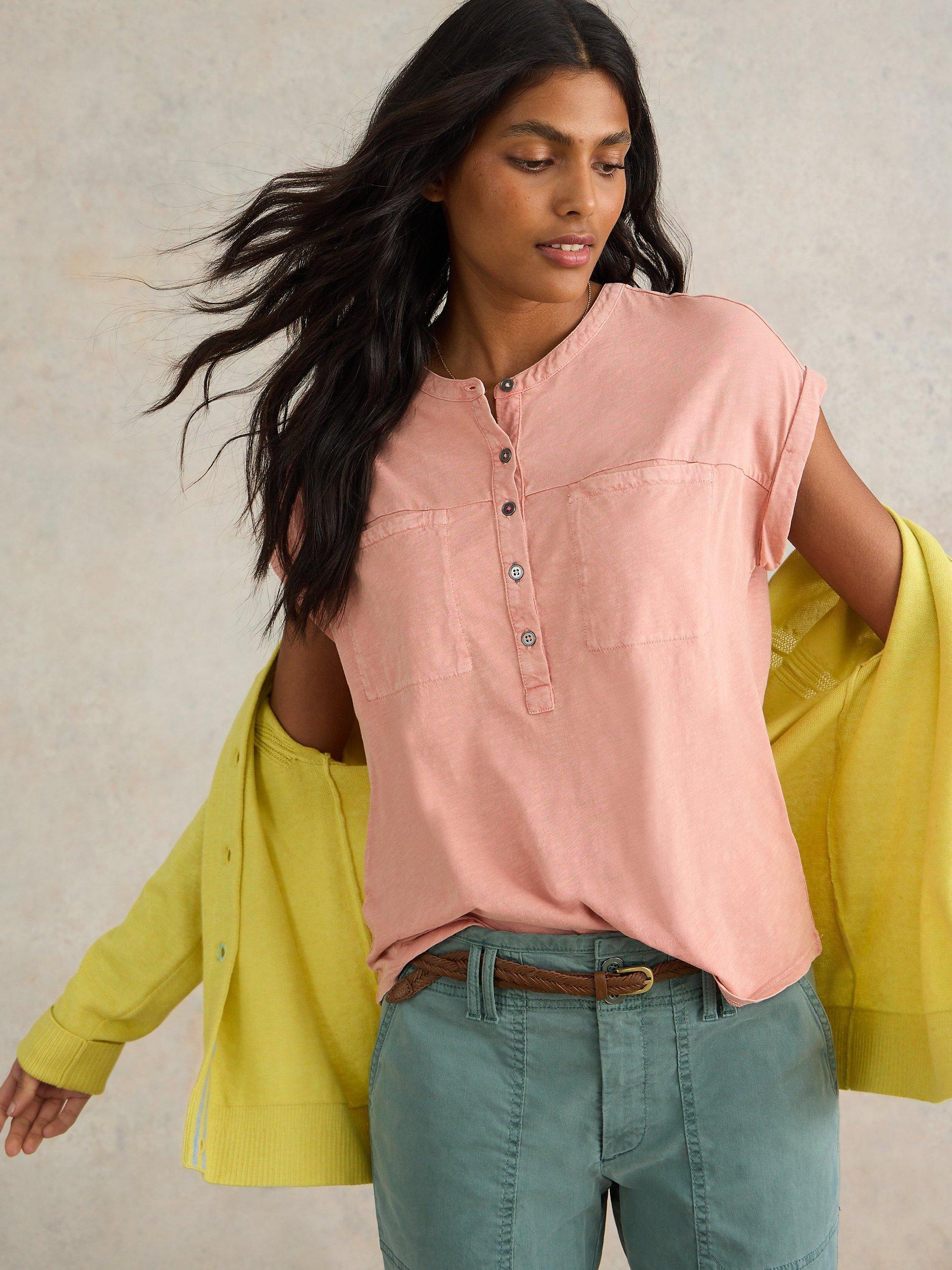 Product image 1 of 7, which shows White Stuff Beth Cotton Jersey T-Shirt, Dusty Pink, 24