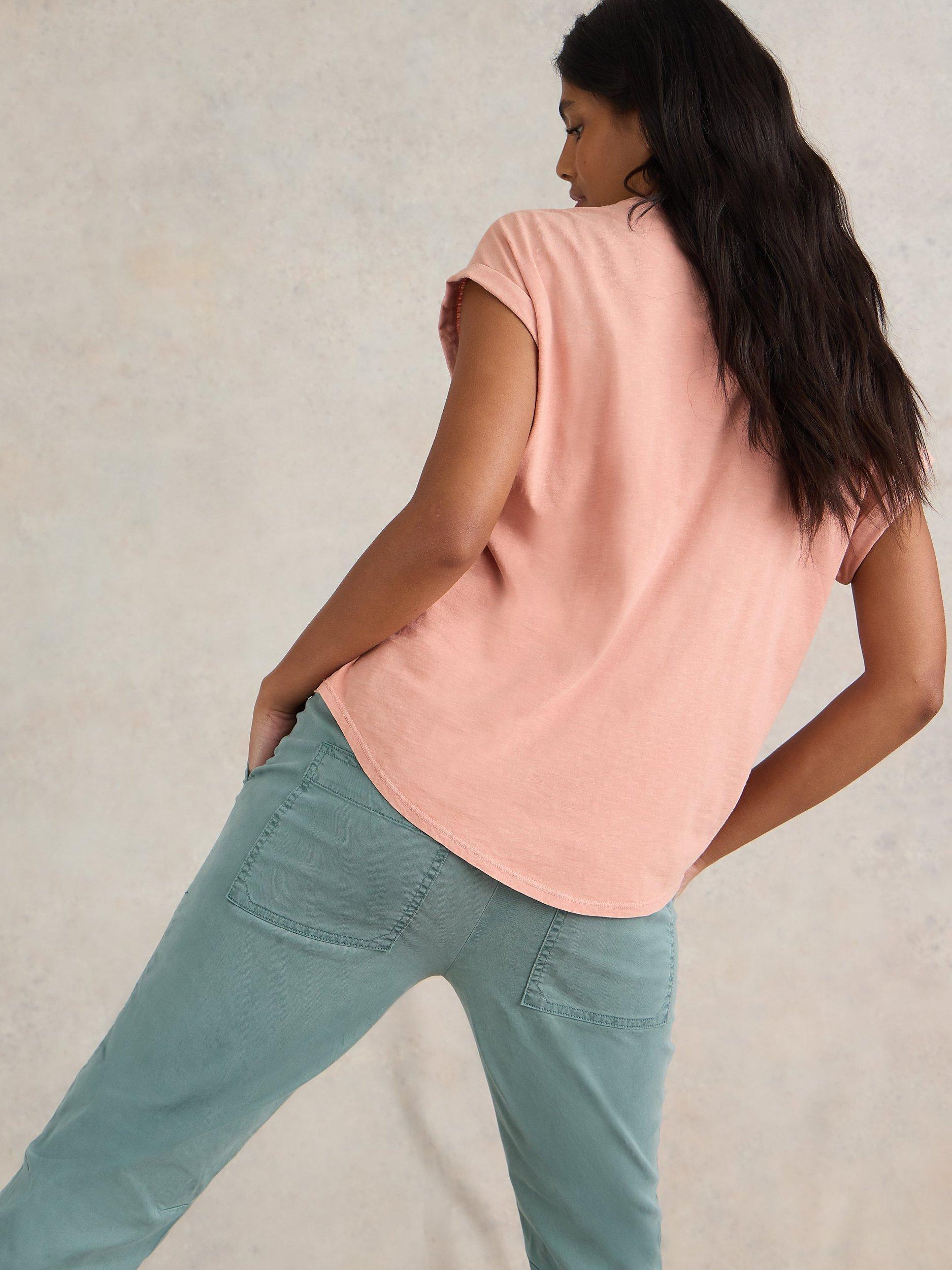 Product image 2 of 7, which shows White Stuff Beth Cotton Jersey T-Shirt, Dusty Pink, 24
