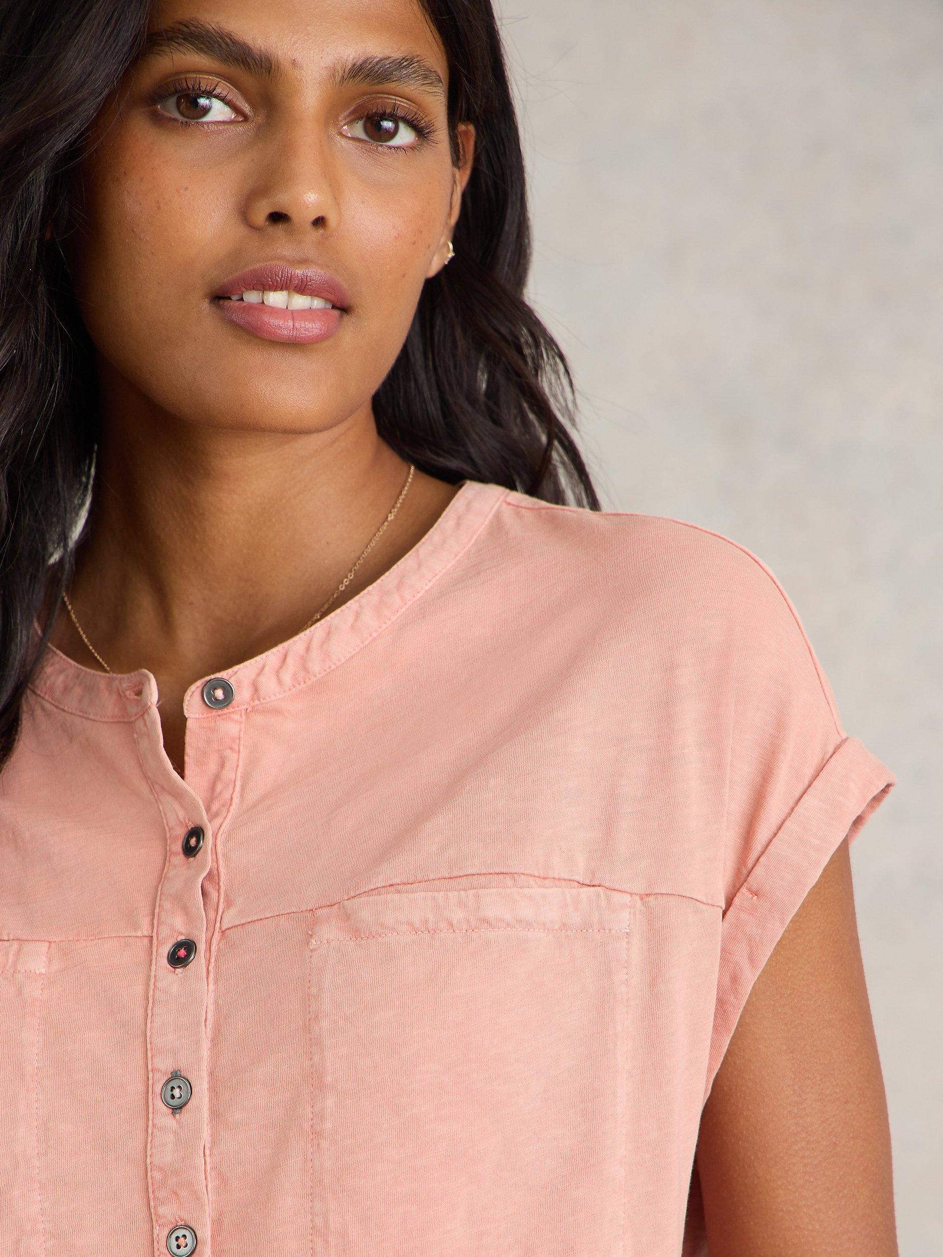 Product image 3 of 7, which shows White Stuff Beth Cotton Jersey T-Shirt, Dusty Pink, 24