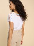 White Stuff Neva Embroidered Top, White/Multi