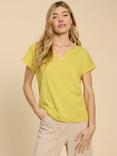 White Stuff Nelly Notch Neck T-Shirt, Bright Yellow, Bright Yellow