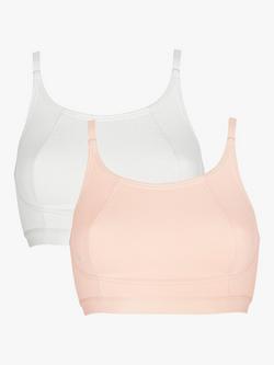 Royce Lola Crop Top Non-Wired Bra, Pack of 2, Peach/White, Peach/White