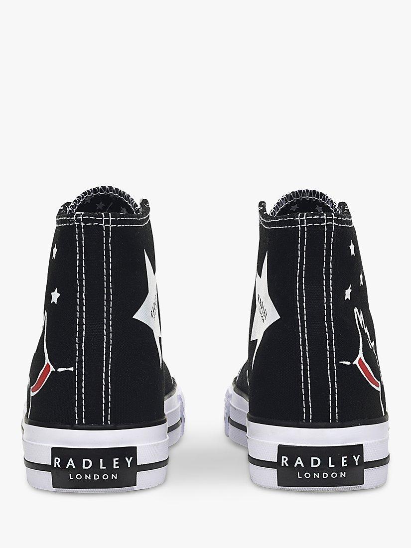 Product image 2 of 3, which shows Radley Star Hi Top Trainers, Black, Black, 4