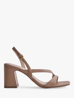 Reiss Alice Block Heel Leather Sandals, Nude