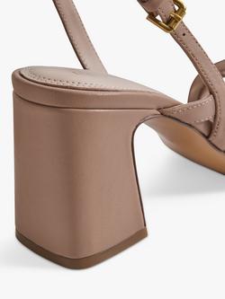 Reiss Alice Block Heel Leather Sandals - view 2, Nude