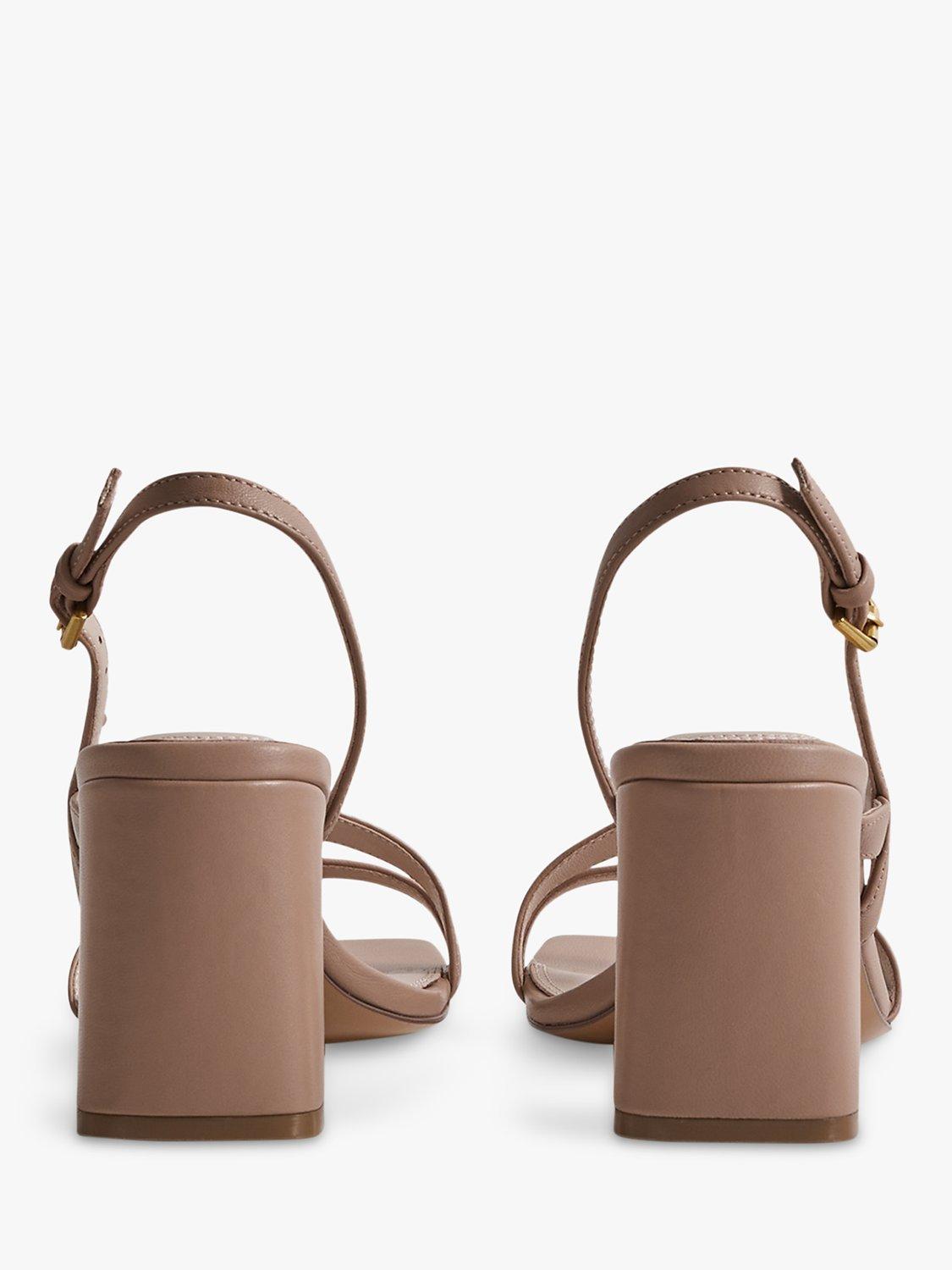 Product image 4 of 5, which shows Reiss Alice Block Heel Leather Sandals, Nude, 7