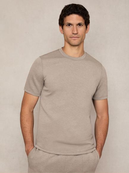 Reiss Bradley Short Sleeve Interlock Crew T-Shirt, Taupe