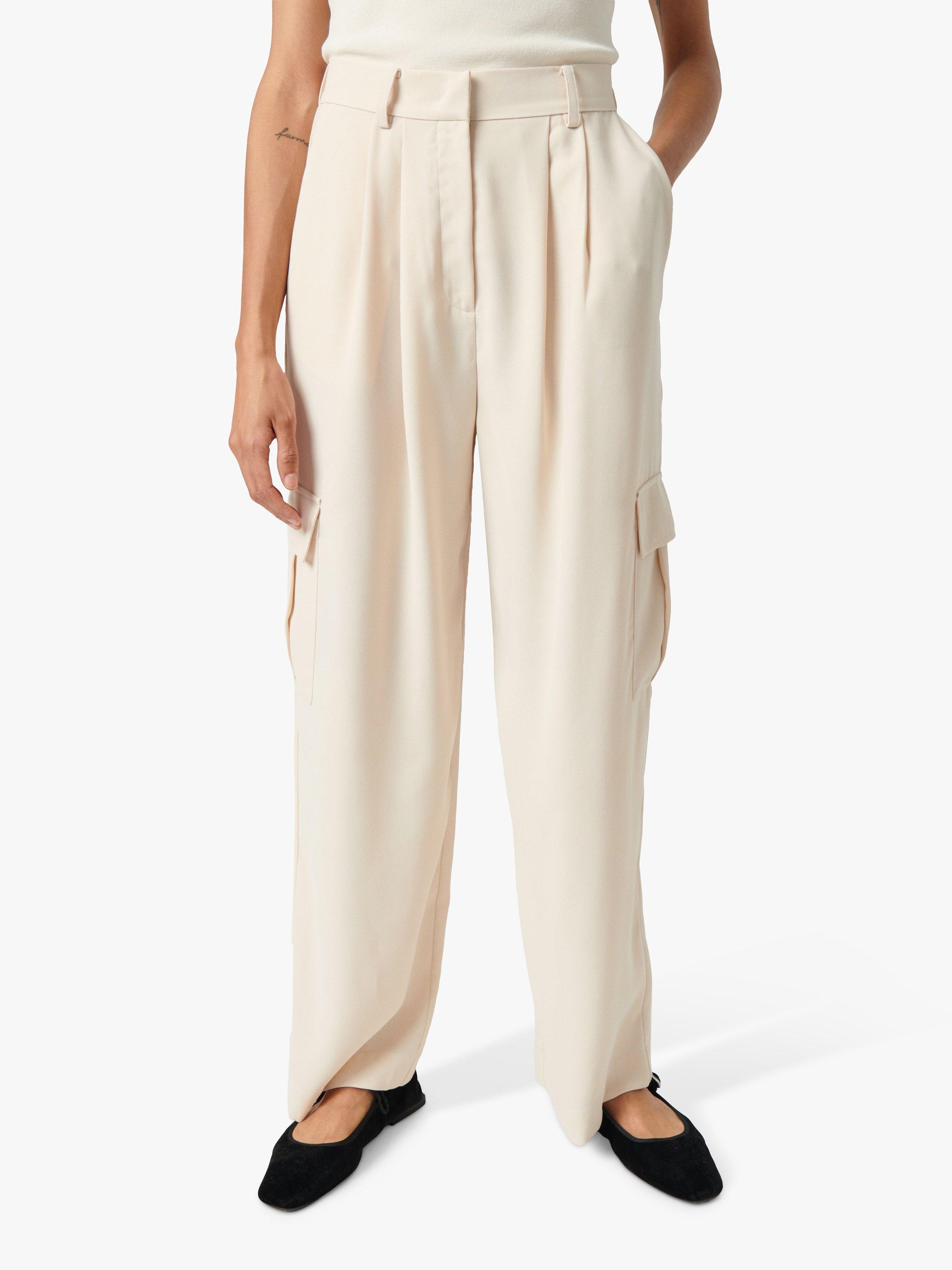 Product image 1 of 7, which shows Soaked In Luxury Shirley Wide Legs Cargo Trousers, Sandshell, XXL