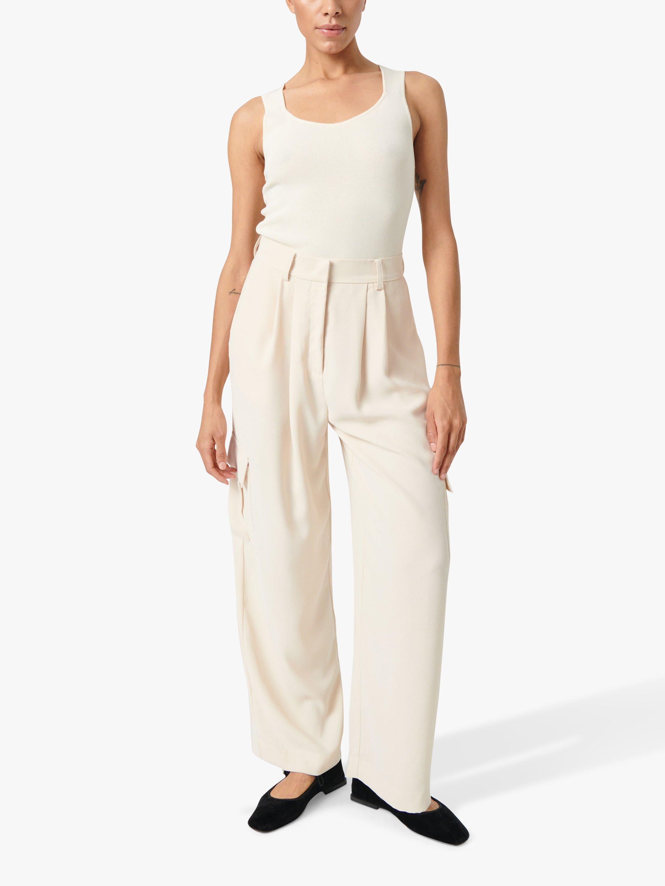 Product image 3 of 7, which shows Soaked In Luxury Shirley Wide Legs Cargo Trousers, Sandshell, XXL